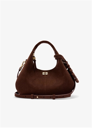 Hobo mini recycled suede pelinova bag Chicory Coffee B20700016 Ganni 